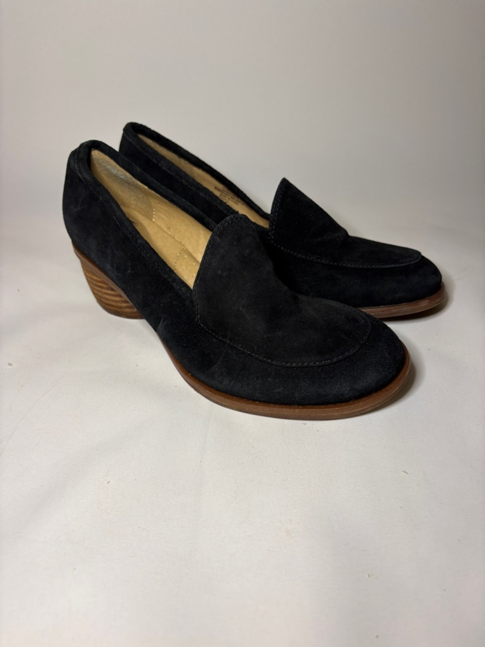 Sofft Womens Black Suede Napoli Loafers Block Heel Size 8